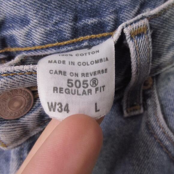 Levis 505 Denim Shorts Mens 34 Light Wash Regular Fit Blue Jean Casual - Picture 7 of 8